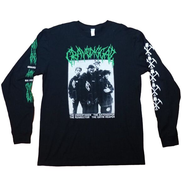 Gravediggaz T-Shirt Men L Black Long Sleeve Graphic Rap RZA Hip